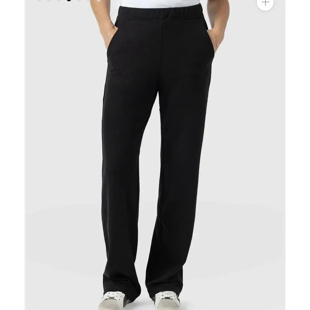 Saint + Sophia Putney Pull On Pants Size 12 Navy Blue Relaxed Straight Pockets - Picture 2 of 16